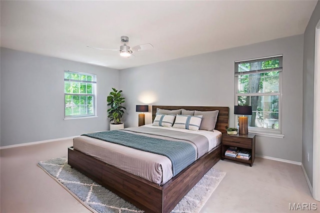 742 Arbor Ridge Ct, Ballwin, MO 63021 - bedroom featuring light colored carpet and a ceiling fan