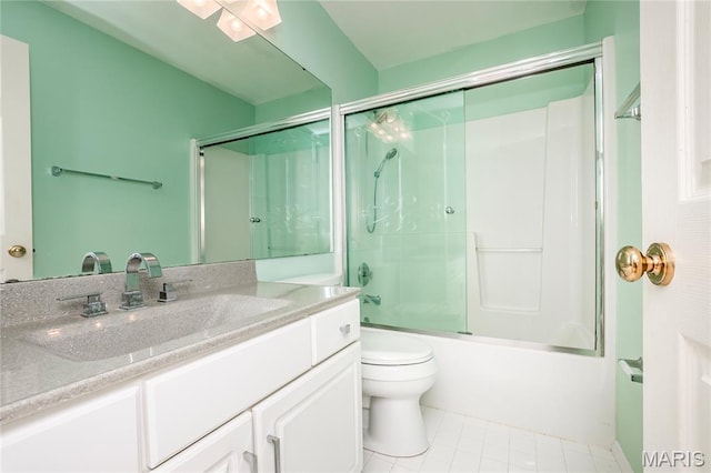 742 Arbor Ridge Ct, Ballwin, MO 63021 - bathroom featuring vanity, bath / shower combo with glass door, and tile patterned flooring