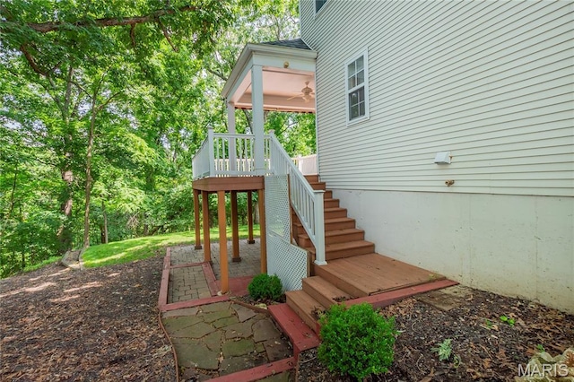 742 Arbor Ridge Ct, Ballwin, MO 63021 - exterior space featuring a ceiling fan and stairway