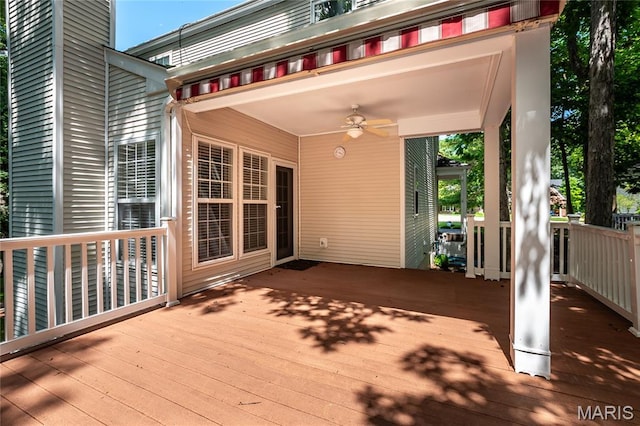 742 Arbor Ridge Ct, Ballwin, MO 63021 - wooden terrace featuring ceiling fan