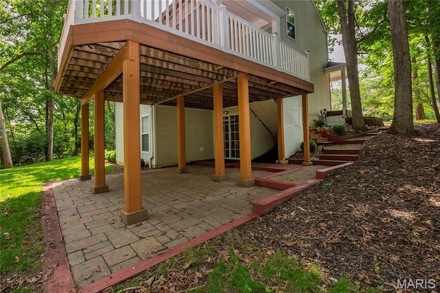 742 Arbor Ridge Ct, Ballwin, MO 63021 - view of patio / terrace featuring a deck and stairs