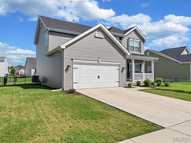 1673 Lake Meade Dr, Pacific, MO 63069 - traditional-style home with a porch, concrete driveway, and an attached garage