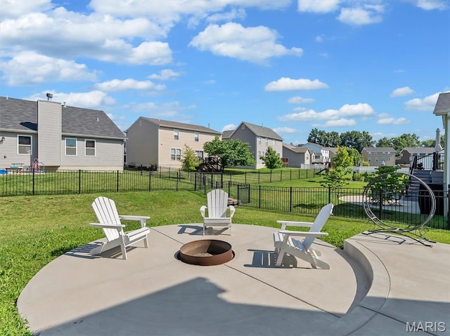 1673 Lake Meade Dr, Pacific, MO 63069 - view of patio with a residential view and an outdoor fire pit
