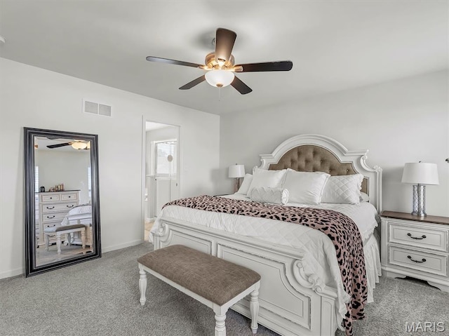 1673 Lake Meade Dr, Pacific, MO 63069 - bedroom featuring light colored carpet, ensuite bathroom, and ceiling fan