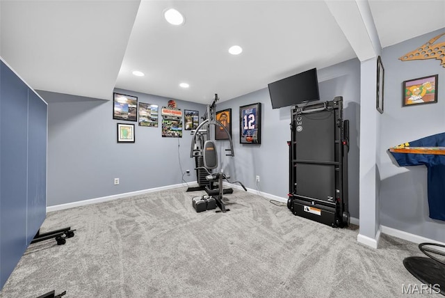 10 Renaud Pass, Ofallon, MO 63366 - workout room featuring carpet floors and recessed lighting