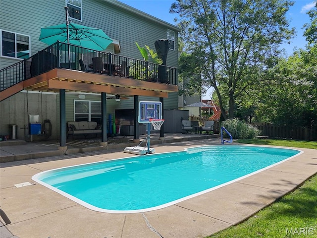 10 Renaud Pass, Ofallon, MO 63366 - view of pool featuring a patio and a wooden deck
