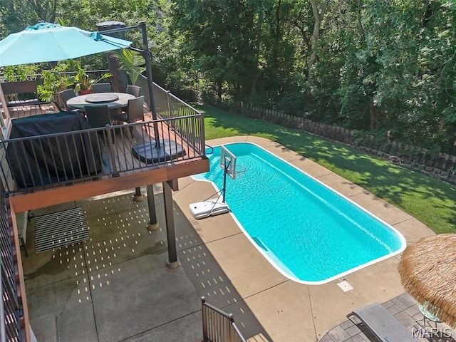 10 Renaud Pass, Ofallon, MO 63366 - view of pool with a fenced backyard, a patio area, and outdoor dining area