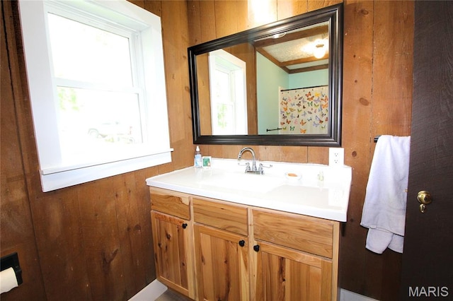 14525 Meadowlark Ln, Saint Genevieve, MO 63670 - bathroom with vanity and wooden walls