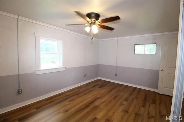 14525 Meadowlark Ln, Saint Genevieve, MO 63670 - unfurnished room featuring ceiling fan, wood finished floors, and crown molding