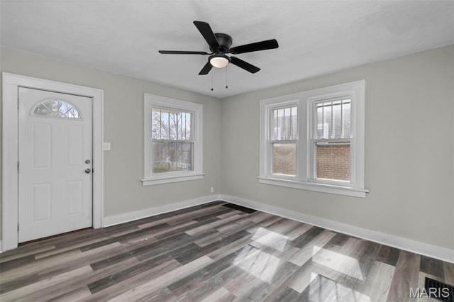 1307 Weleba Ave, Saint Louis, MO 63121 - foyer featuring dark wood-type flooring and ceiling fan