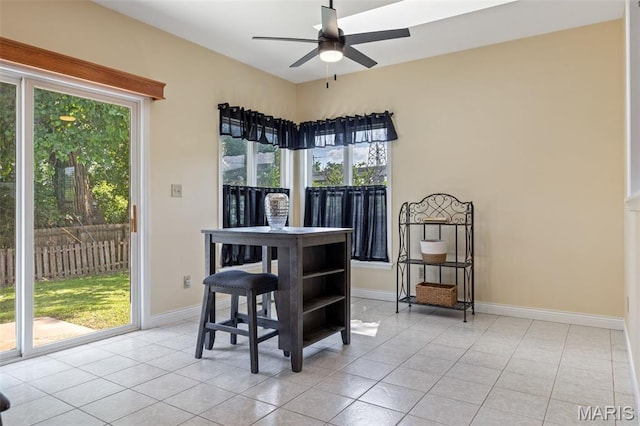 7156 Mardel Ave, Saint Louis, MO 63109 - dining space featuring ceiling fan and light tile patterned floors
