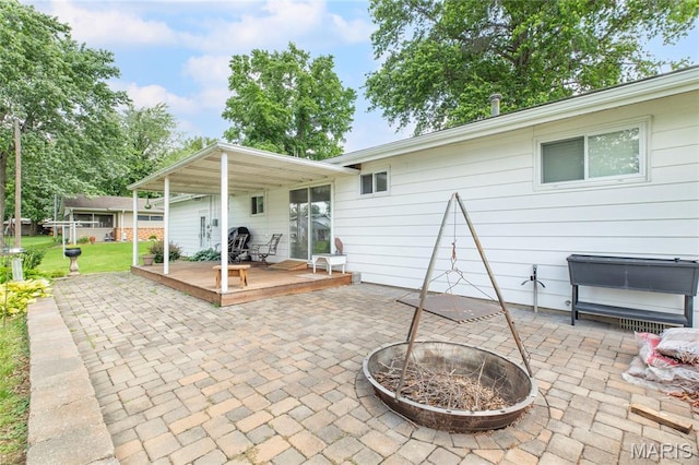 457 Maple Dr, Bethalto, IL 62010 - view of patio with a fire pit and a deck