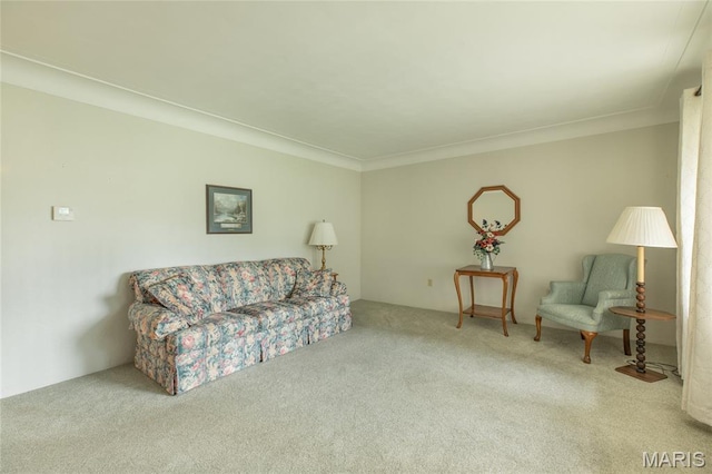 457 Maple Dr, Bethalto, IL 62010 - carpeted living area featuring ornamental molding