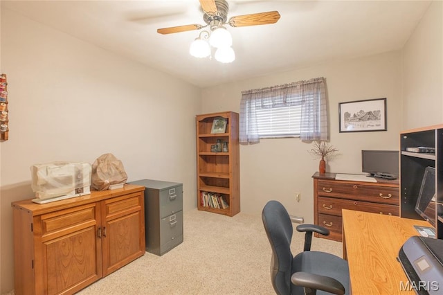 457 Maple Dr, Bethalto, IL 62010 - home office with light colored carpet and ceiling fan