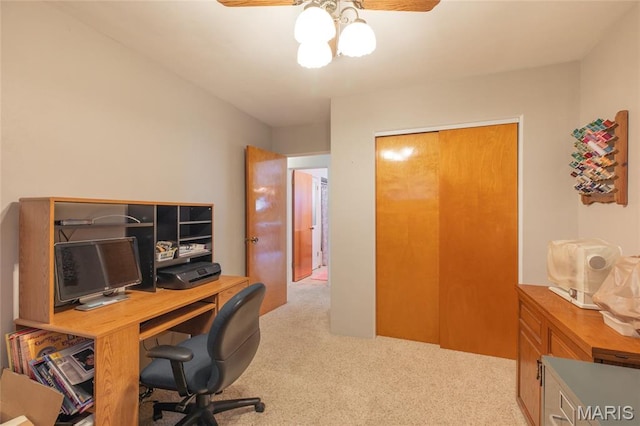 457 Maple Dr, Bethalto, IL 62010 - office area featuring a ceiling fan and carpet