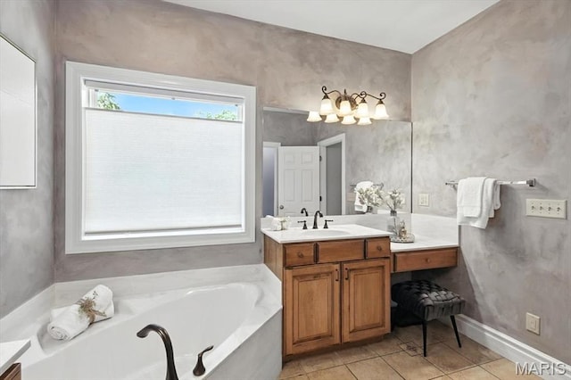 886 Arbor Chase Dr, Wildwood, MO 63021 - bathroom featuring vanity, a bath, and tile patterned floors