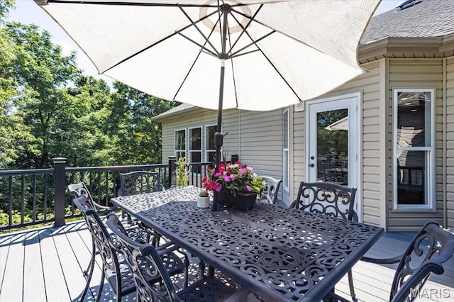 886 Arbor Chase Dr, Wildwood, MO 63021 - wooden deck with outdoor dining space