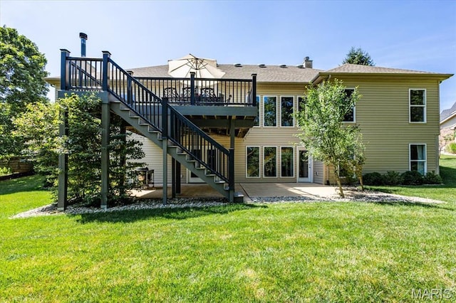 886 Arbor Chase Dr, Wildwood, MO 63021 - back of property with a deck, stairs, a patio, and a yard