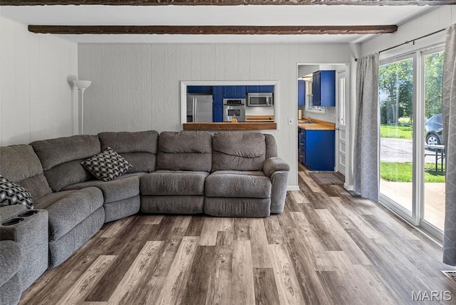 3 Noel Ln, Highland, IL 62249 - living area with beam ceiling and wood finished floors