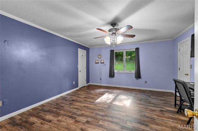 1133 Cypress Ct, Cape Girardeau, MO 63701 - unfurnished room with ceiling fan, ornamental molding, wood finished floors, and a textured ceiling