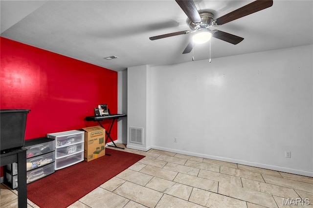1133 Cypress Ct, Cape Girardeau, MO 63701 - tiled living area featuring ceiling fan and baseboards