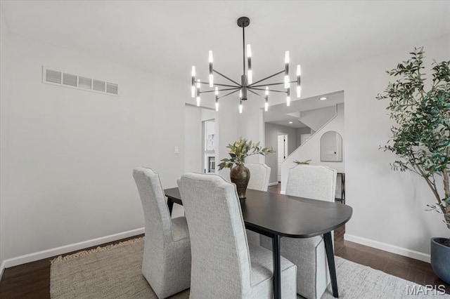 938 Blase Ave, Saint Louis, MO 63131 - dining room featuring wood finished floors and a chandelier