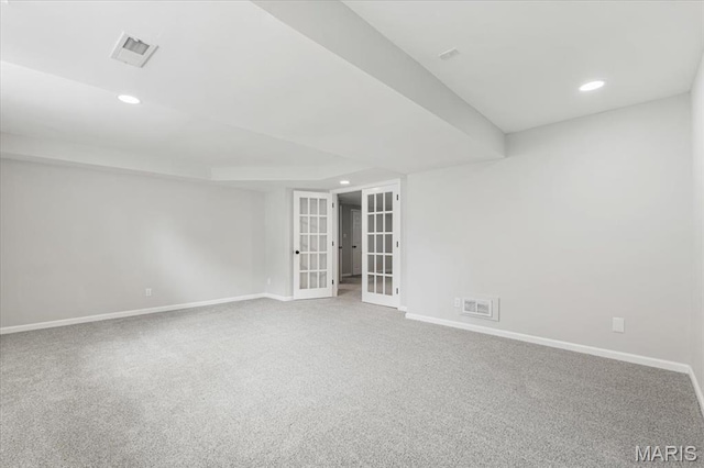 938 Blase Ave, Saint Louis, MO 63131 - spare room with recessed lighting, french doors, and carpet floors