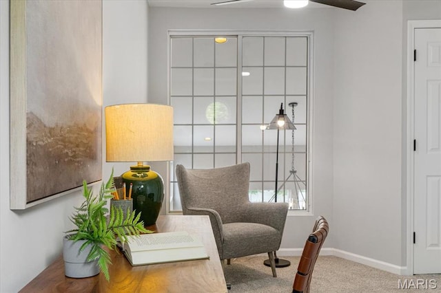 938 Blase Ave, Saint Louis, MO 63131 - living area featuring ceiling fan and carpet floors