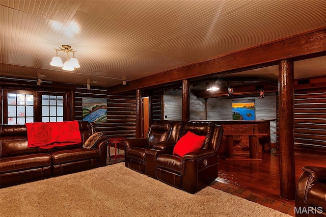 1369 County Highway 408, Benton, MO 63736 - cinema with brick patterned floors and a chandelier