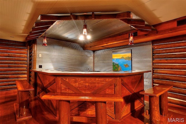 1369 County Highway 408, Benton, MO 63736 - indoor bar featuring log walls and hardwood / wood-style floors