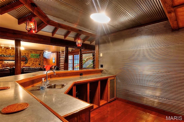 1369 County Highway 408, Benton, MO 63736 - bar featuring wood-type flooring and beamed ceiling