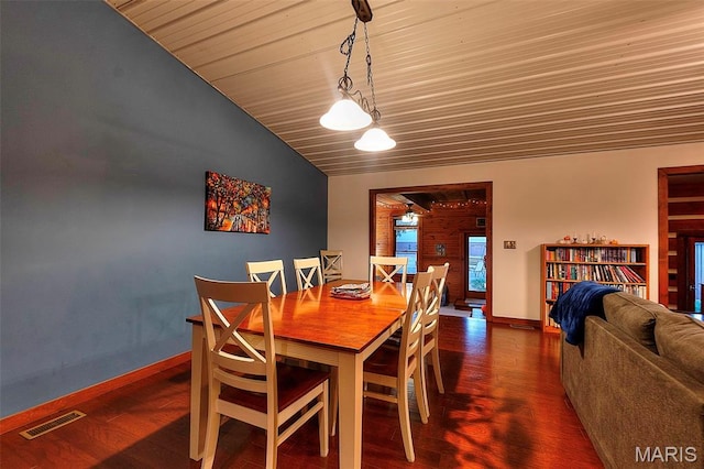1369 County Highway 408, Benton, MO 63736 - dining room featuring wooden ceiling, vaulted ceiling, and wood finished floors