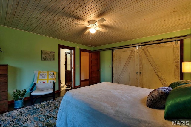 1369 County Highway 408, Benton, MO 63736 - bedroom with a barn door, a closet, and ceiling fan