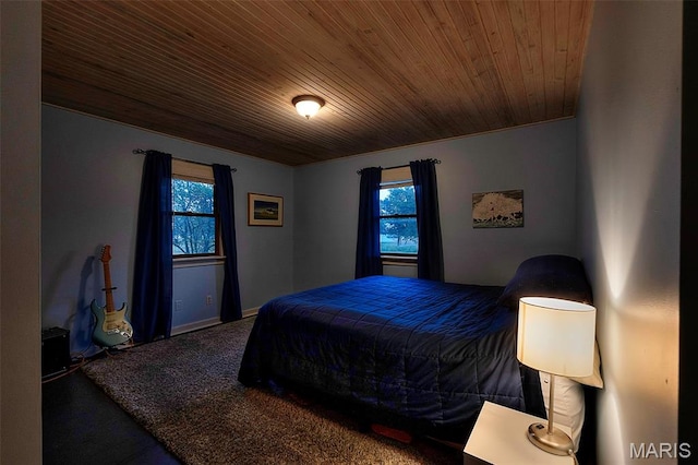 1369 County Highway 408, Benton, MO 63736 - carpeted bedroom with wooden ceiling and multiple windows
