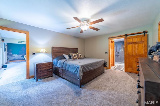 317 Johnson Pl, Palmyra, MO 63461 - bedroom with light carpet, ensuite bathroom, and ceiling fan
