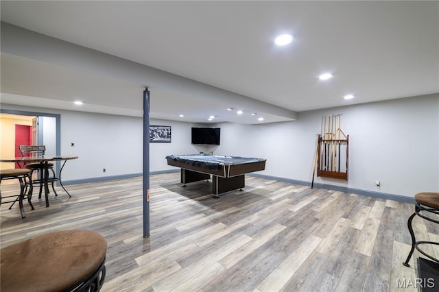 317 Johnson Pl, Palmyra, MO 63461 - rec room with wood finished floors, recessed lighting, and billiards
