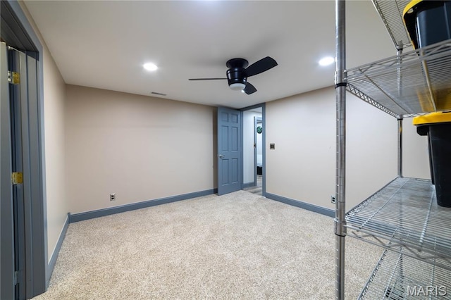 317 Johnson Pl, Palmyra, MO 63461 - interior space featuring carpet flooring, a ceiling fan, and recessed lighting