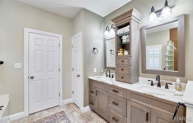 2421 Golden Bear Way Unit 731A, Wentzville, MO 63385 - full bathroom featuring double vanity and a tub to relax in