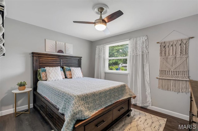 308 Rebecca Dr, Saint Charles, MO 63301 - bedroom with dark wood-type flooring and ceiling fan
