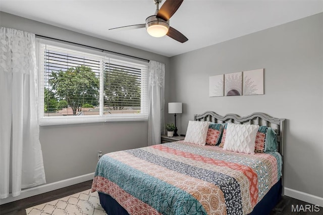 308 Rebecca Dr, Saint Charles, MO 63301 - bedroom with ceiling fan and wood finished floors