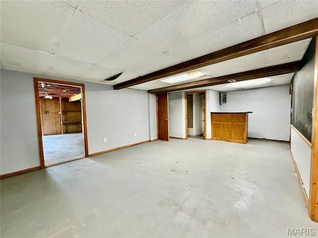 1206 Virginia Ave, Canton, MO 63435 - below grade area featuring a drop ceiling and baseboards