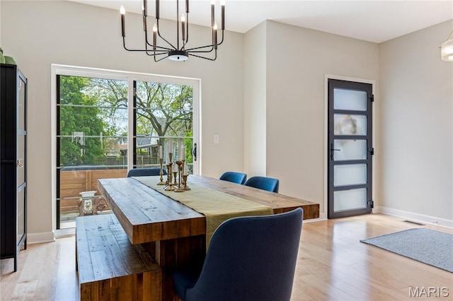 6297 Magnolia Ave, Saint Louis, MO 63139 - dining space featuring a chandelier and light wood-style flooring
