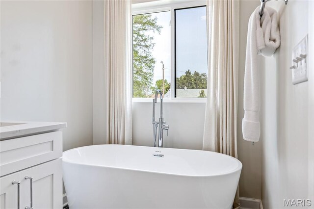 6297 Magnolia Ave, Saint Louis, MO 63139 - full bathroom featuring plenty of natural light, a soaking tub, and vanity