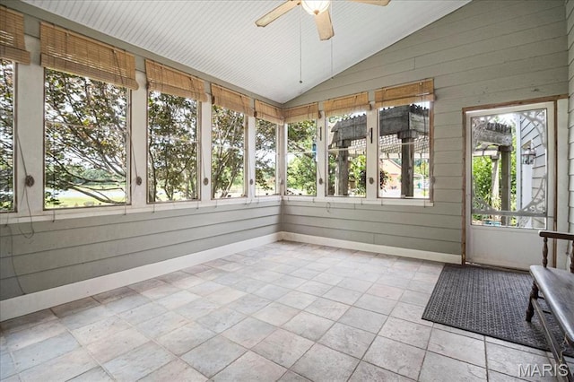 2175 Oberhelman Rd, Foristell, MO 63348 - unfurnished sunroom with a ceiling fan, plenty of natural light, and vaulted ceiling