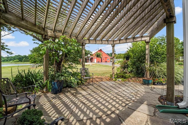 2175 Oberhelman Rd, Foristell, MO 63348 - view of patio / terrace featuring a pergola and a water view
