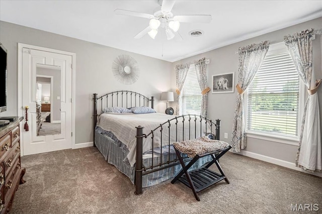 2175 Oberhelman Rd, Foristell, MO 63348 - bedroom with carpet floors, multiple windows, and a ceiling fan