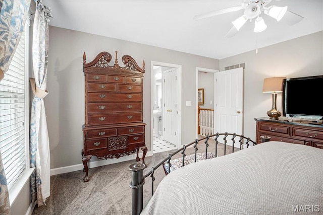 2175 Oberhelman Rd, Foristell, MO 63348 - bedroom with carpet floors, ceiling fan, and ensuite bath