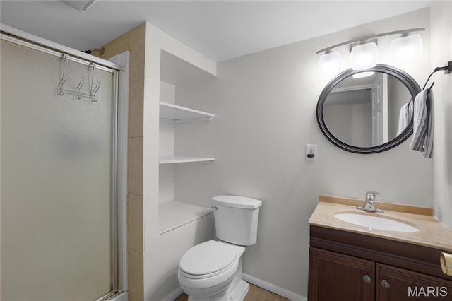 10502 Kamping Ln, Saint Louis, MO 63123 - bathroom featuring a shower stall, vanity, and tile patterned flooring