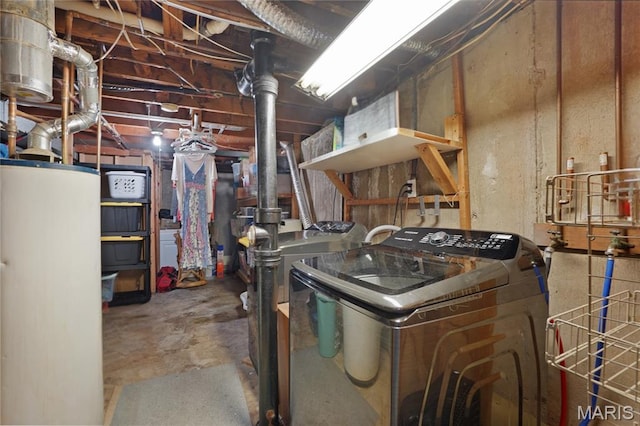 10502 Kamping Ln, Saint Louis, MO 63123 - unfinished below grade area featuring gas water heater and washing machine and dryer