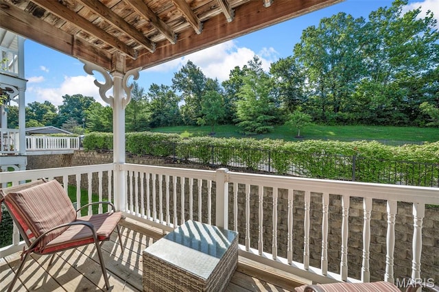 1141 Arbor Creek Dr Unit 2C, Saint Louis, MO 63122 - wooden terrace with view of scattered trees